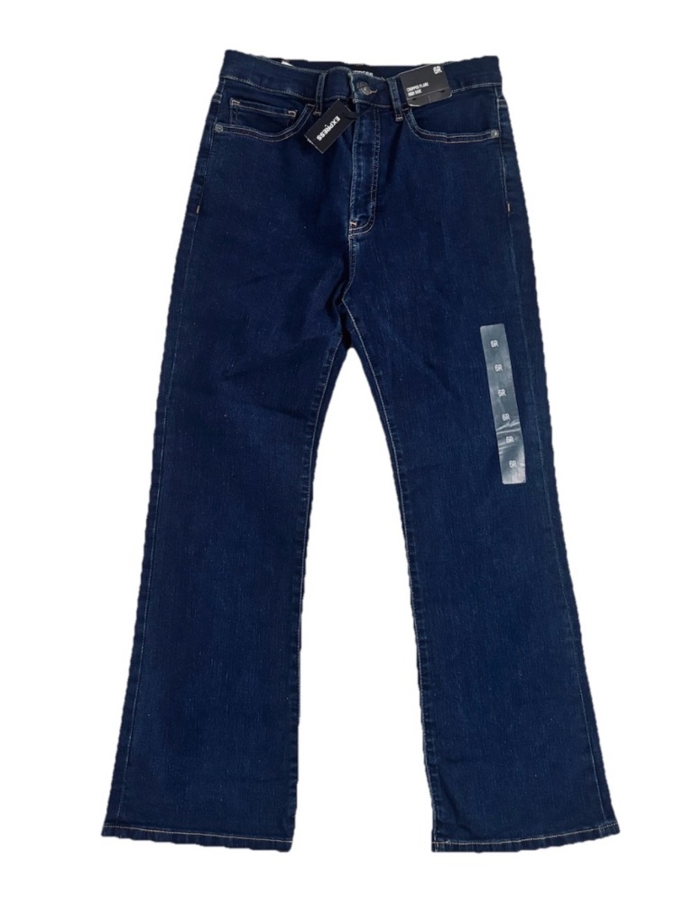 NWT Express High Waisted Dark Wash Cropped Flare Jeans 6 R